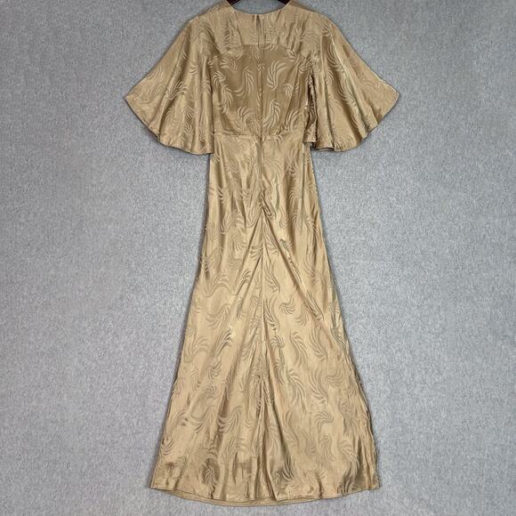 Significant Other Beige Lillian Jacquard Satin A Line Maxi Dress Size 2 - Picture 5 of 10